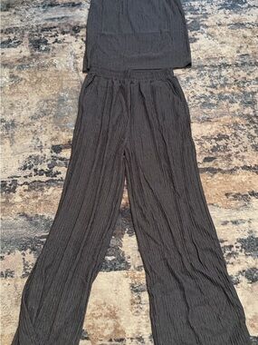 Women's Wide-Leg Crinkle Pants - Black Size Small/ Medium